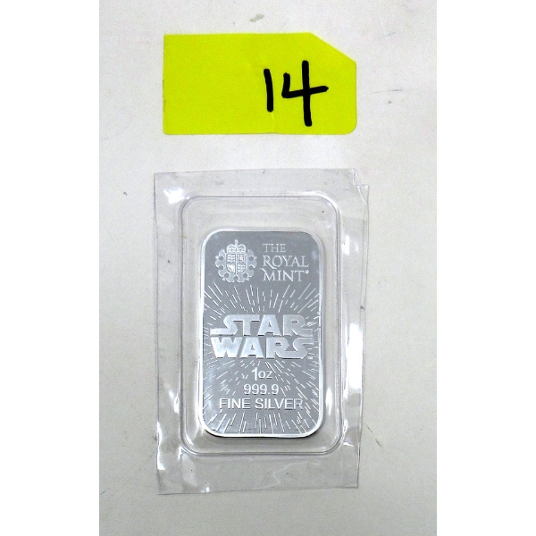 1 Oz .9999 Silver Star Wars Royal Mint Bar 