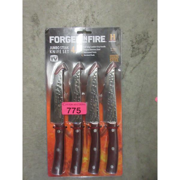 New 4 Pc. Forged In Fire Jumbo Steak Knife Set 