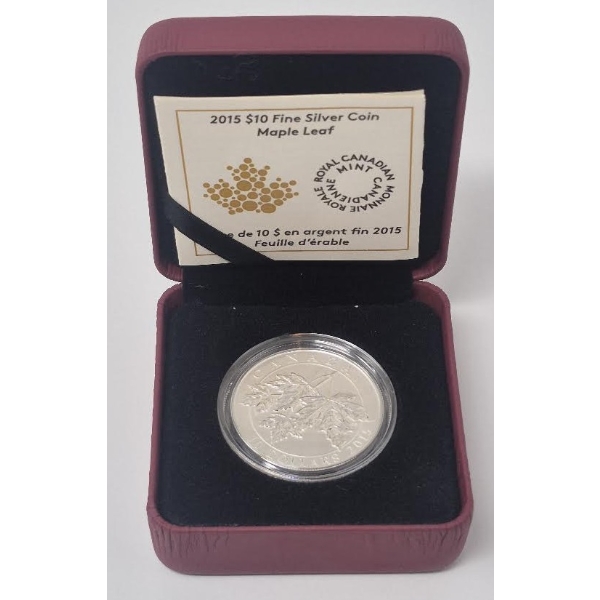 Half Oz .9999 Silver 2015 Maple Leaf $10 Coin