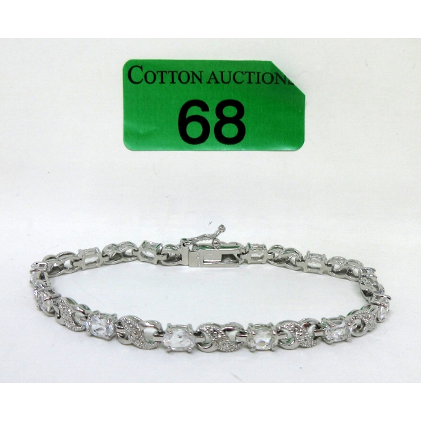 6.84 CTW White Topaz & Diamond Tennis Bracelet