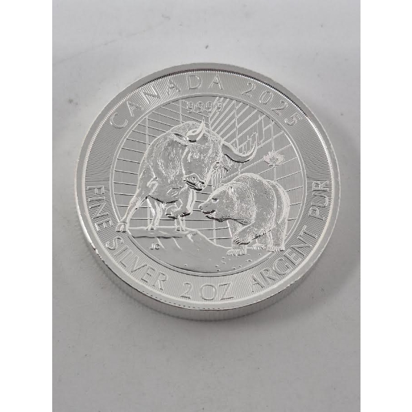 2 Oz .9999 Silver Canada 2025 Bull Vs Bear Coin