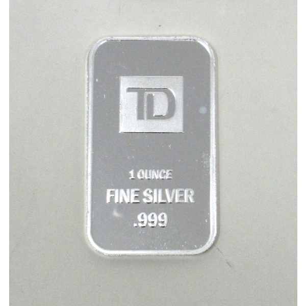 1 Oz .999 Silver TD Bank Investor Bar 