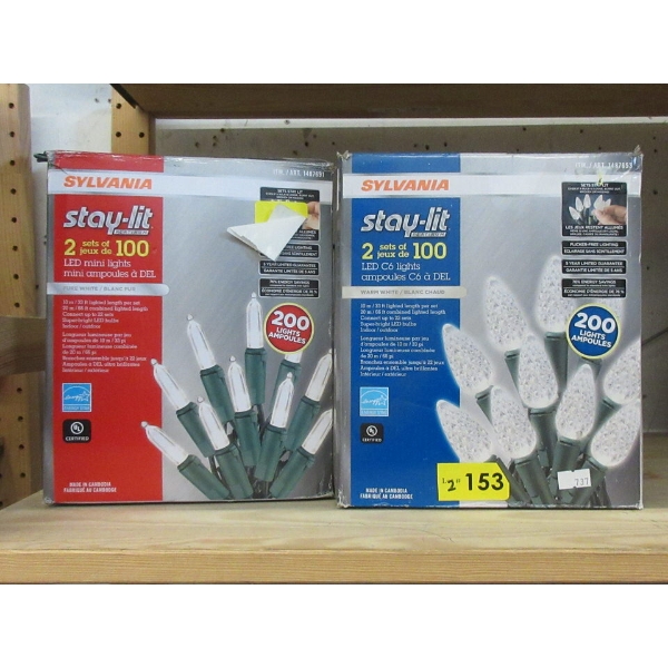 2 Sylvania Stay-Lit Clear LED Light String Sets