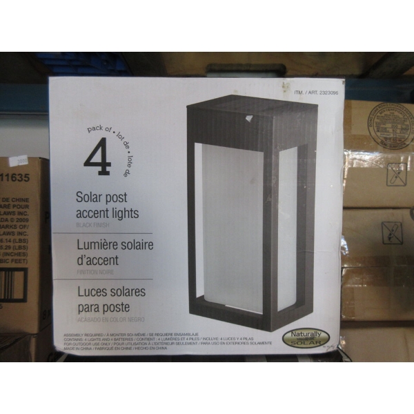 Pack of 4 Solar Post Accent Lights - Black Finish