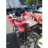 Image 1 : 4 Red 26" Swivel Stools & 1 Small Folding Table