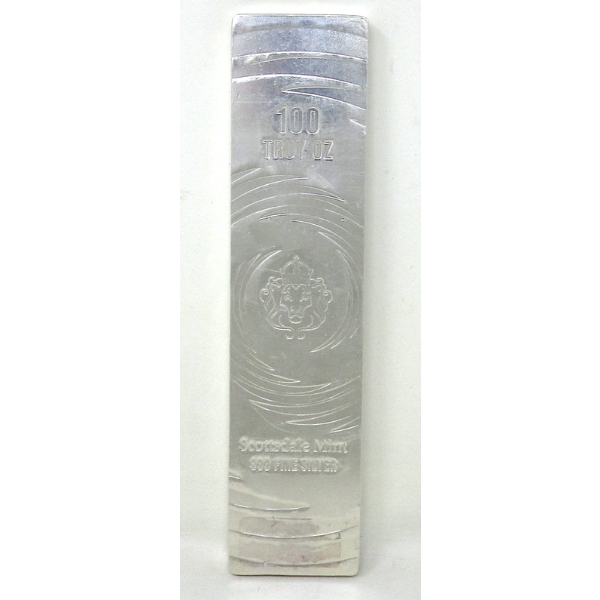100 Oz .999 Silver Scottsdale Mint Lion Bar 