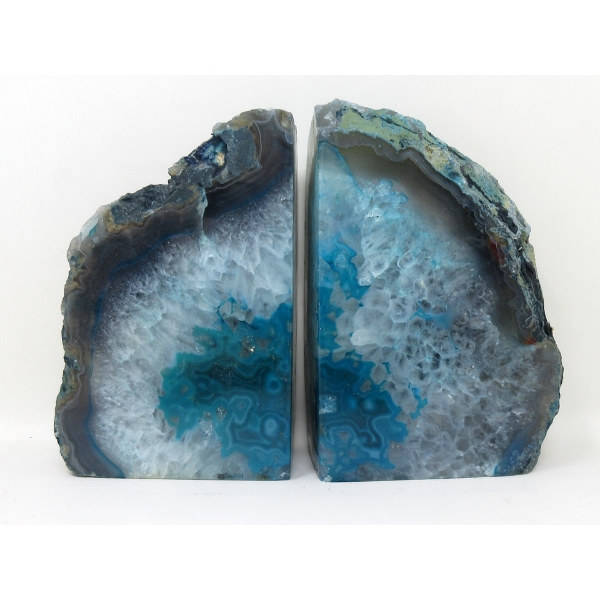 Blue Brazilian Crystal Agate Bookend Set