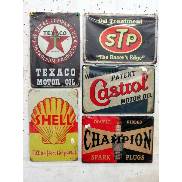 5 New Gas & Auto Themed Metal Signs