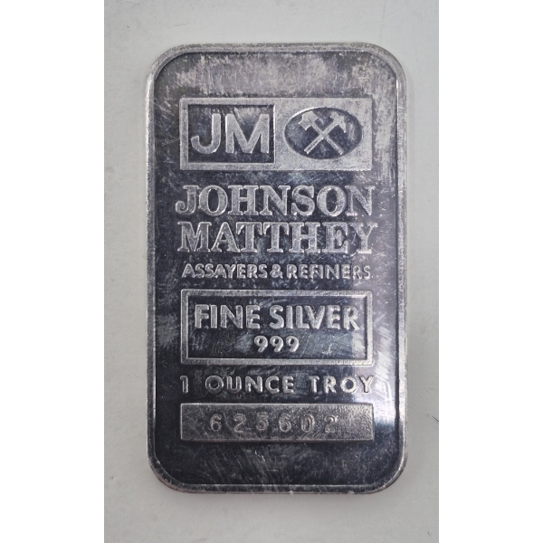 1 Oz .999 Silver Johnson Matthey Bar 