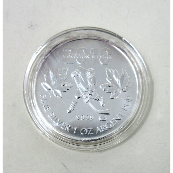1 Oz Vancouver/Whistler Hockey .9999 Silver Coin 