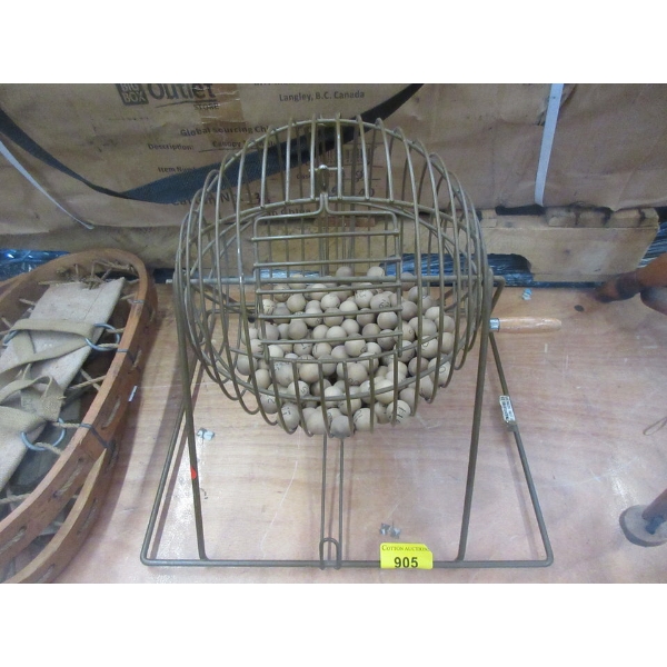 Vintage Bingo Ball Machine with Wood Balls
