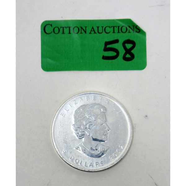 1 Oz .9999 Silver 2012 Maple Leaf Coin 