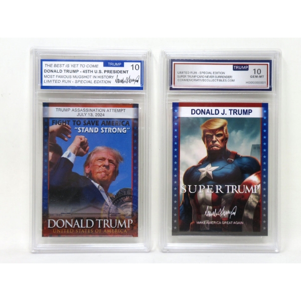 2 New Donald Trump Graded Trading Cards