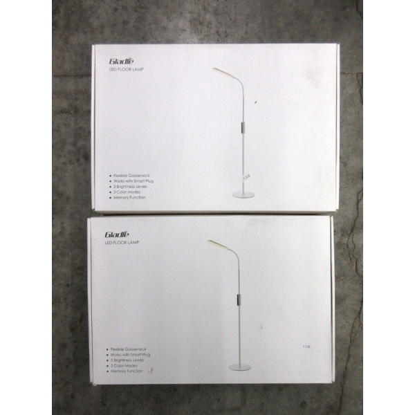 2 New Gladle White LED Floor Lamps