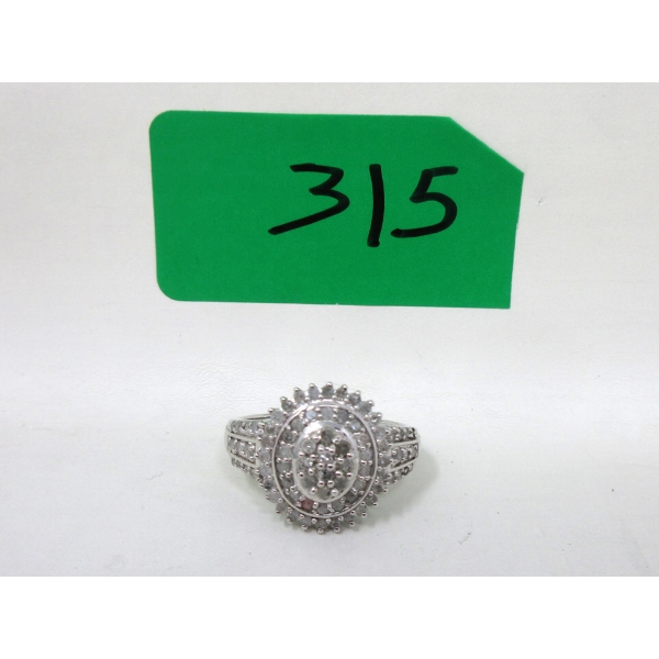 1 CTW Diamond and Sterling Silver Cocktail Ring - Size 10