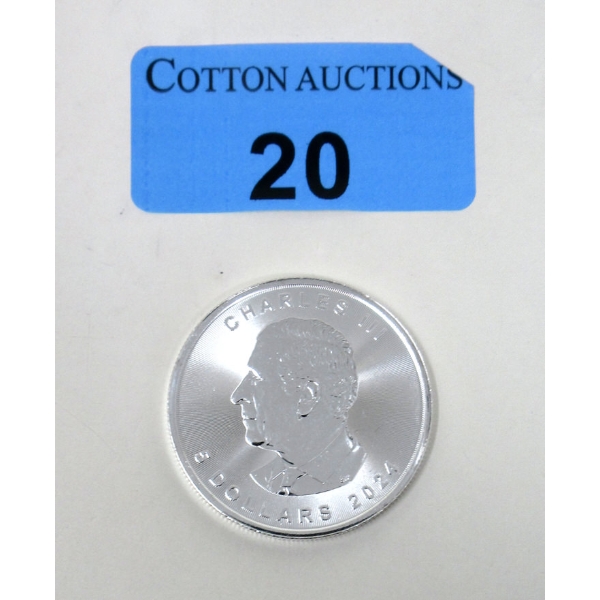1 Oz .9999 Silver 2024 Canada Maple Leaf Coin 