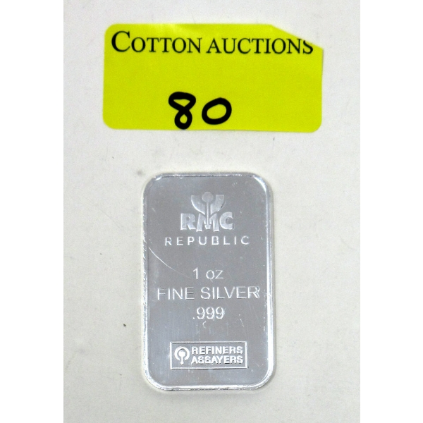 1 Oz .999 Silver RMC Republic Bar 