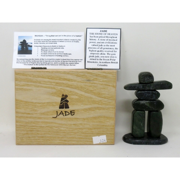 Jade Inuksuk Figurine in Wood Gift Box