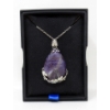 Image 1 : 25 Carat Polished Teardrop Amethyst Pendant with Sterling Chain