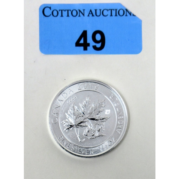 1.5 Oz .9999 Silver 2019 Superleaf Maple Leaf Coin 