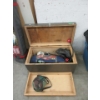 Image 1 : Wood Trunk with Assorted Camping Supplies