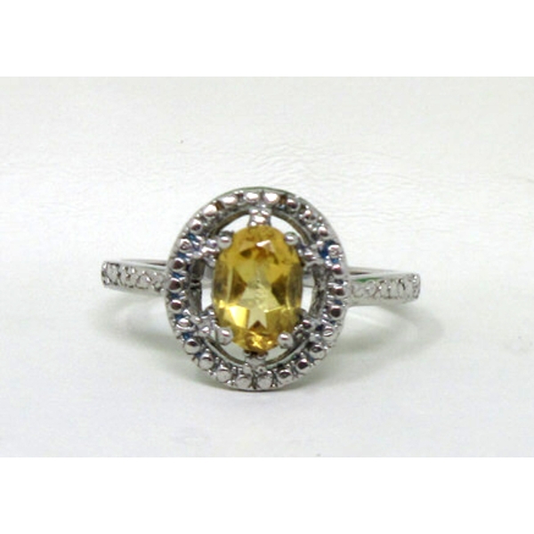 Citrine & Diamond Sterling Silver Cocktail Ring