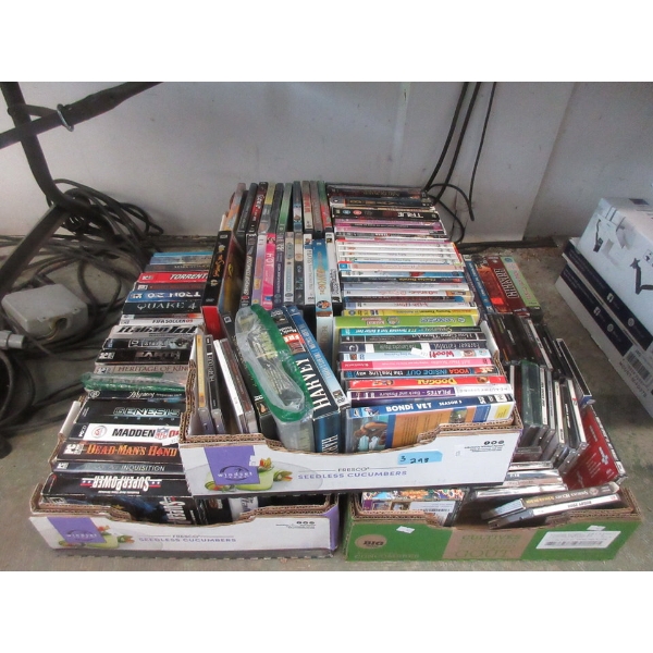 3 Boxes of PC Games and DVD Movies and Series
