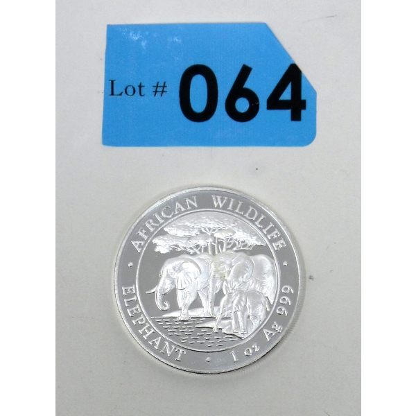 1 Oz .999 Silver 2013 African Wildlife Elephant Coin 