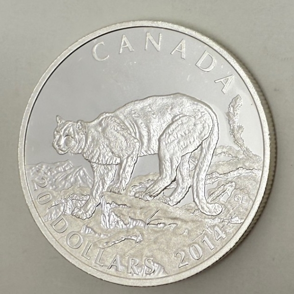 1 Oz .9999 Silver 2014 Canada Wildlife Cougar $20 Coin 