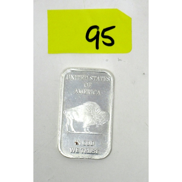 1 Oz .999 Silver Indigenous/Buffalo Bar 