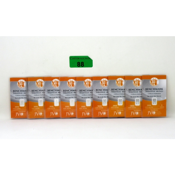 10 x 1 Grain .999 Silver Certified Bars 