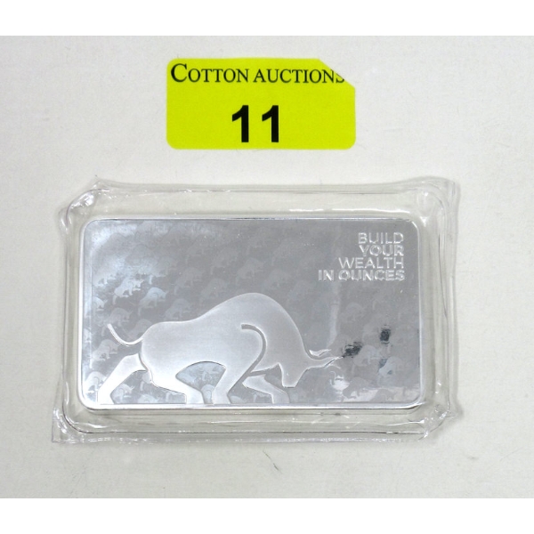 10 Oz .999 Silver Gold Bull Investor Bar 