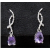 Image 1 : New Amethyst & Diamond Dangle Earrings 