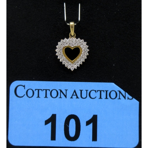 Estate 10KT Yellow Gold Diamond Heart Pendant