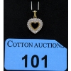 Image 1 : Estate 10KT Yellow Gold Diamond Heart Pendant