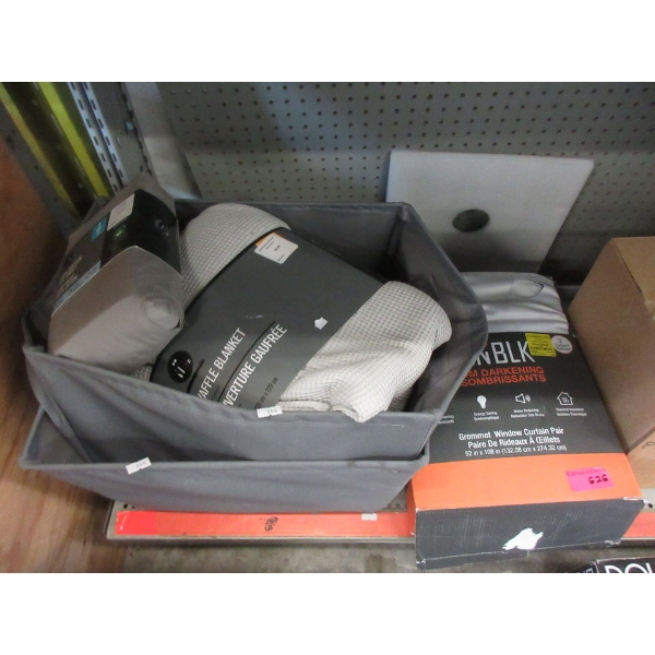 Small Bin of Linens, Drapes and More