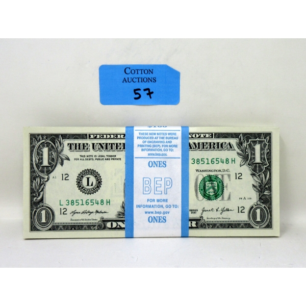 100 x $1 USD Uncirculated Federal Reserve Bundle 