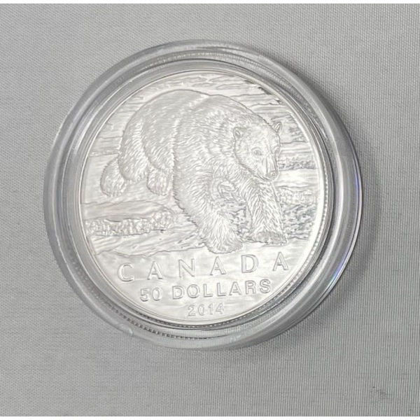 .9999 Silver 2014 Polar Bear $50 Coin 
