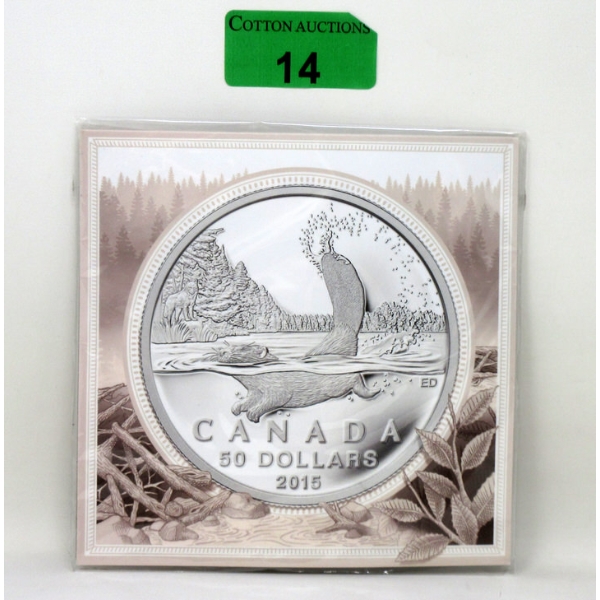 15.87 Gram .9999 Silver 2015 Beaver Canada $50 Coin 