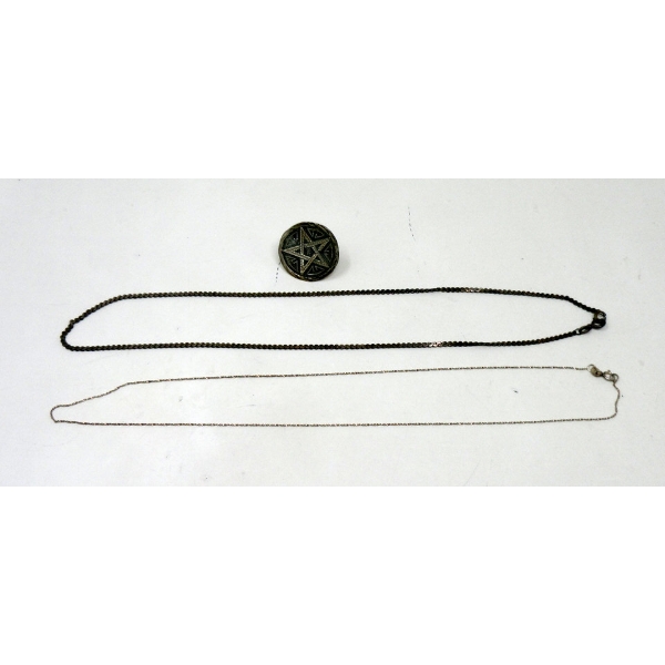 Two 18" Sterling Silver Chains & 1 Cufflink