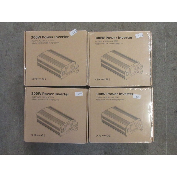 4 New 300W Power Inverters - Dual USB Ports