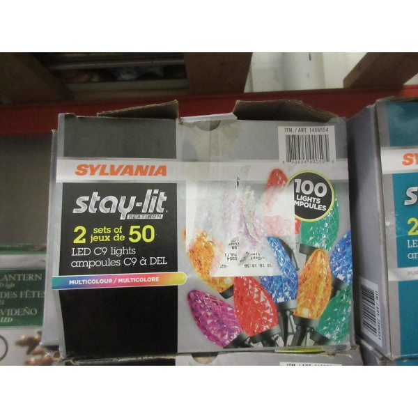 3 Sets of Multicolour Sylvania Stay-lit LED C9 String Lights