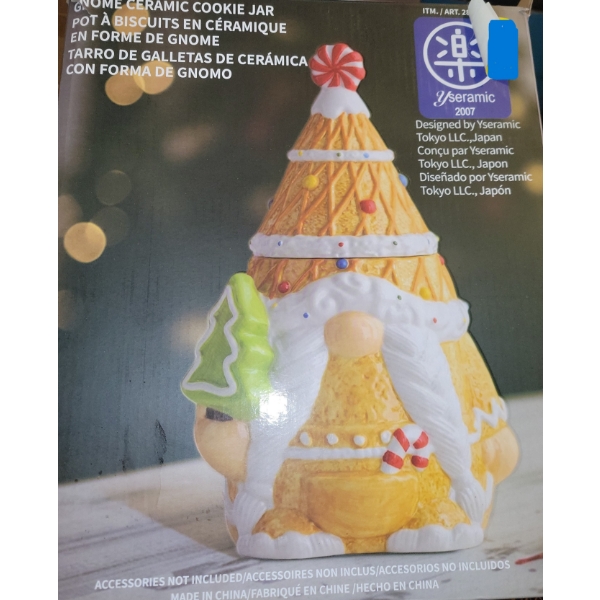 Festive Gnome Ceramic Cookie Jar - Customer Return 
