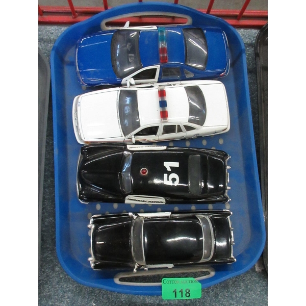 4 Diecast Scale Model Police Cars - 1:24 Scale