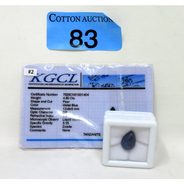 4.60 Carat Pear-Shape Cabochon Tanzanite Gemstone