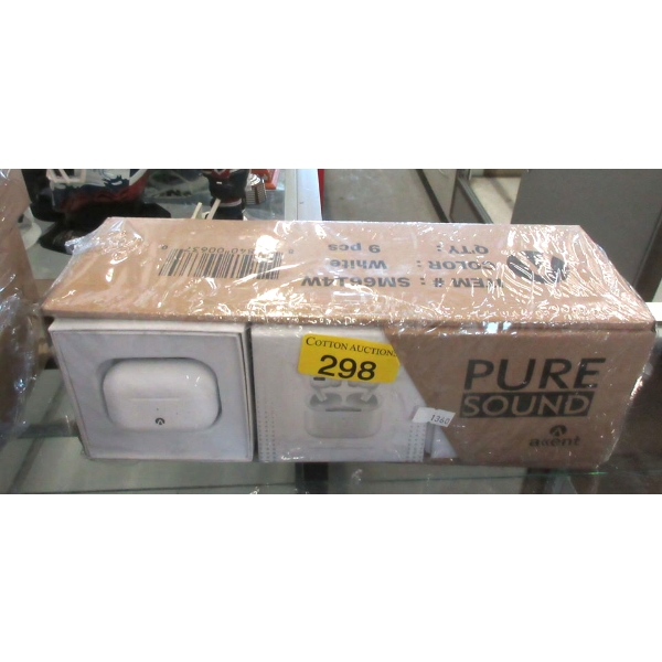 Box of 9 New Pure Sound Air Buds - White