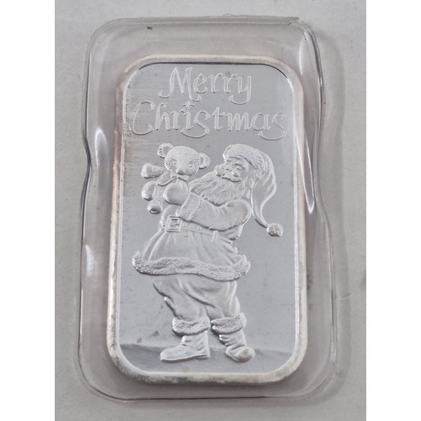 1 Oz .999 Silver 1998 Merry Christmas Bar 