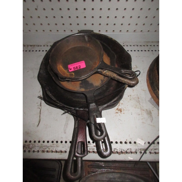 6 Cast Iron Skillets & Pans - Preowned - As Is 