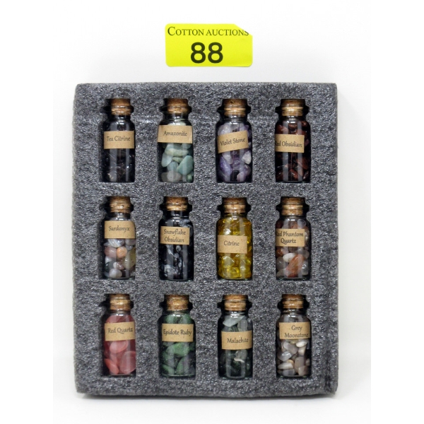 12 Bottles of Gemstones, Crystals & Healing Stones