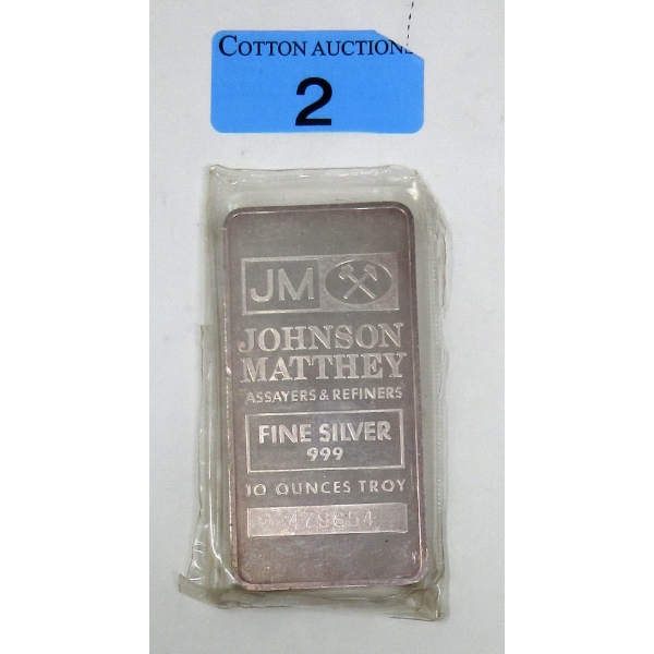 10 Oz .999 Silver Johnson Matthey Bar  